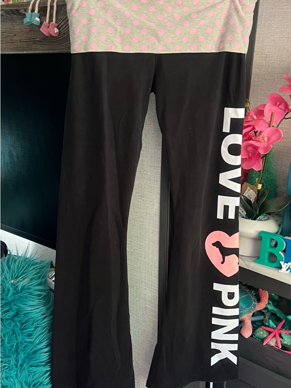 VS Pink Fold Over Leggings